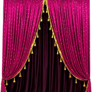18'x15'(H) Polka Dot Fabric With Border lace And Tassels